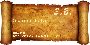 Steiger Béla névjegykártya